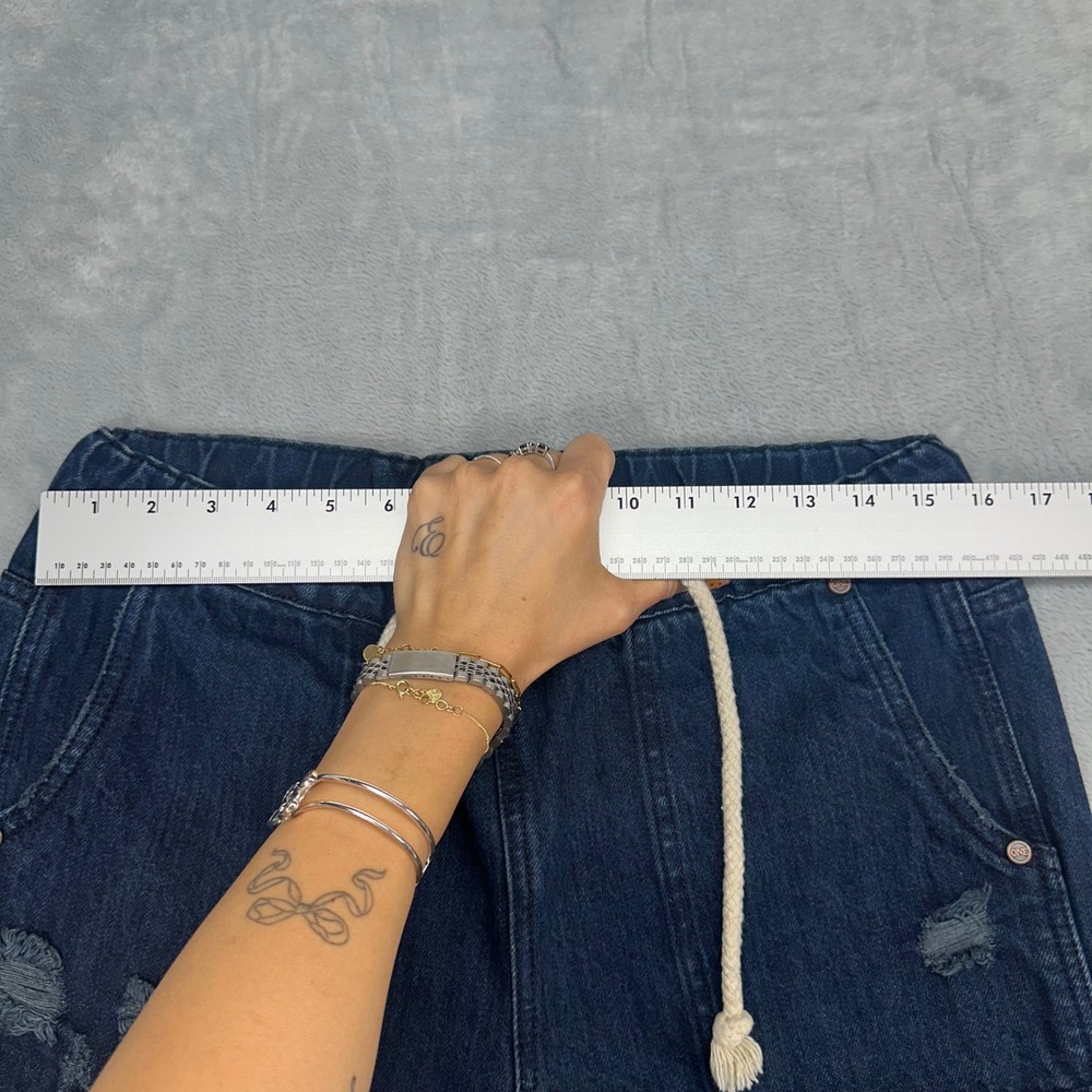 OneTeaspoon Womens Distressed Denim Joggers Dark Wash Recycled Cotton Small - Picture 4 of 6